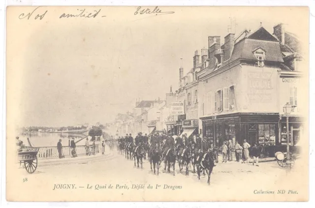 CPA 89 - JOIGNY (Yonne) - 38. Le Quai de Paris - Défilé du Ier Dragons