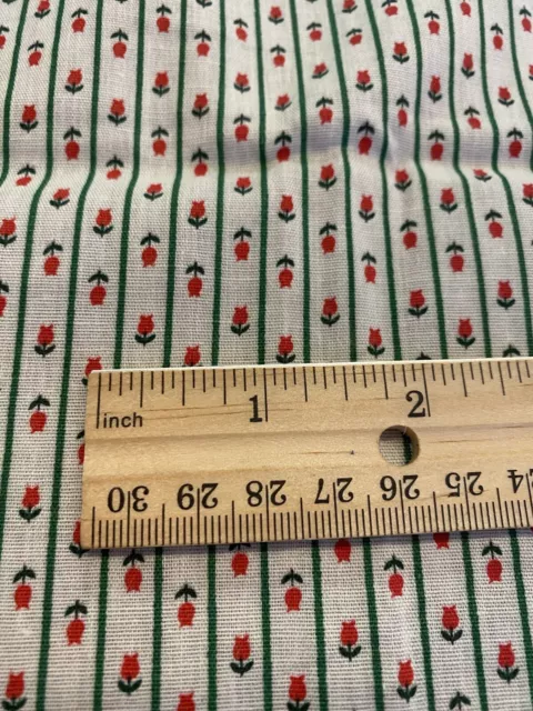 VTG Tiny Print Tulip Stripes Floral Print Cotton Fabric Quilt Weight 44"W BTHY