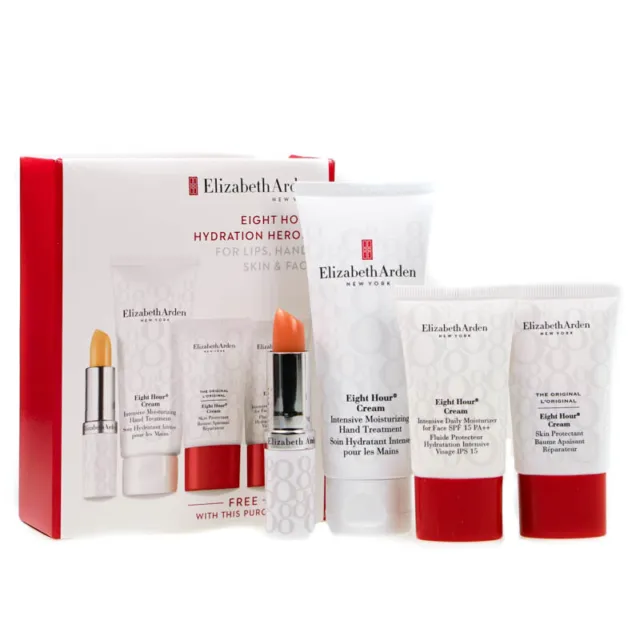 Elizabeth Arden 8 Hour Gift Set Hand Cream Skin Lip Protectant Hydration Heroes