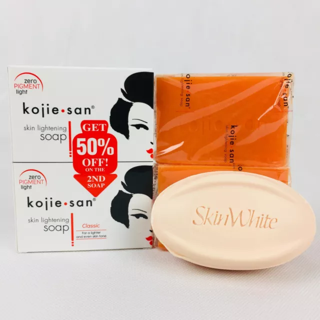 Kojie San Kojic Acid Skin Lightening Soap 135g x 2 Bars + SkinWhite Soap 125g