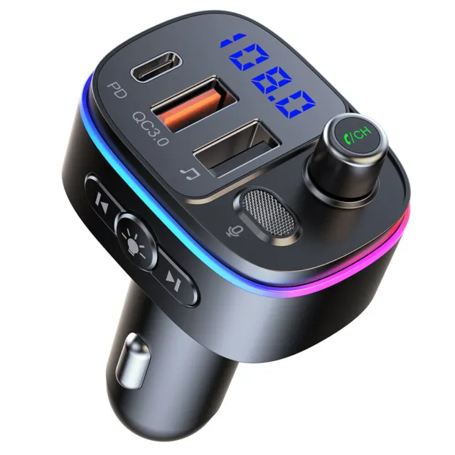 Car Bluetooth FM Transmitter Receiver Radio MP3 Wireless Adapter USB PD Charger