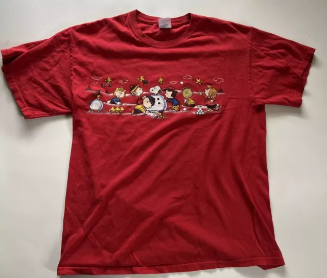 VTG 90s Peanuts Charlie Brown Snowball Winter T-Shirt  SZ Large Heavy Cotton