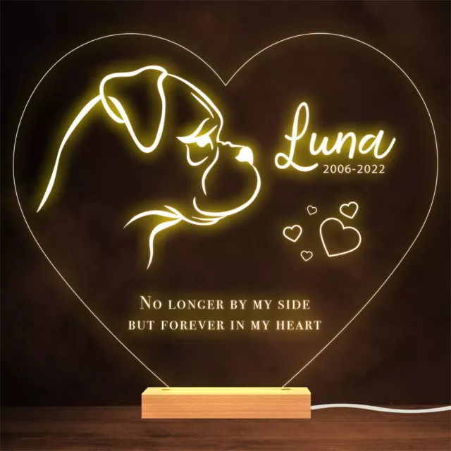 Boxer Dog Memorial Pet Loss Personalised Gift Warm Lamp Night Light