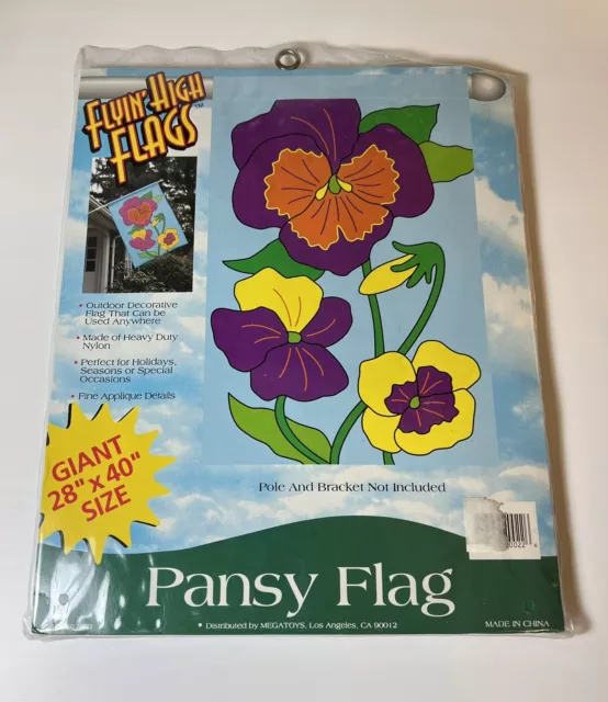 Decorative Lawn Flag, Spring, Pansy Flowers, 28”x40”- Brand New Sealed