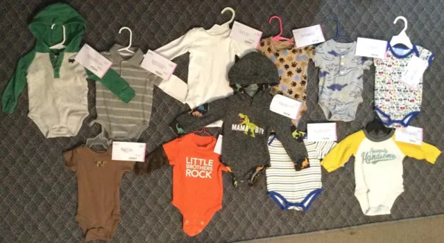 Used Baby Boy Clothes Lot 11 Piece 6-12 Mo. Carters, Bon Bebe, Babies R Us Etc.