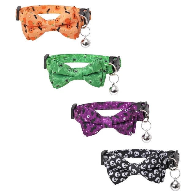 Colliers d'halloween pour chat, avec nœud papillon amovible, confortable pour