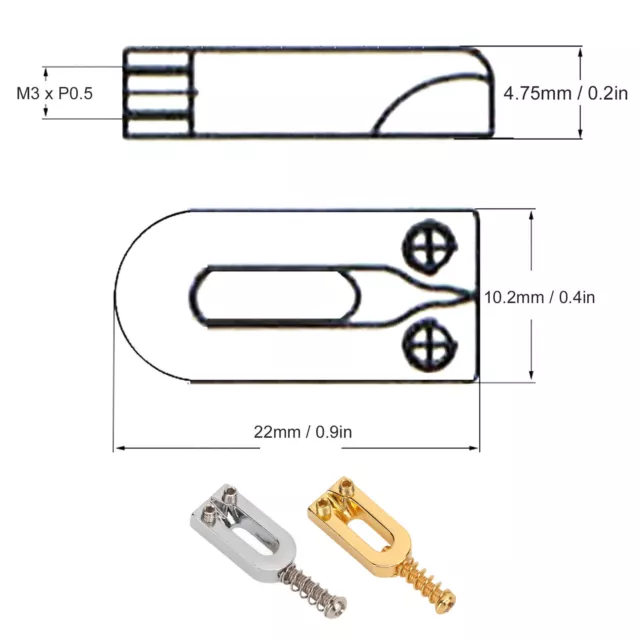 6x Ud Electric Guitar Bridge Saddles Tremolo Metal Roller Screw Saddle Replace