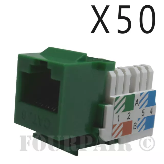 50x Pack Lot CAT6 Network RJ45 Port 110 Punch Down Keystone Snap-In Jack Green