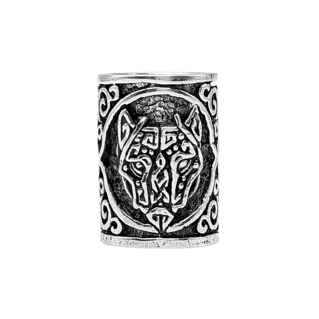 81stgeneration .925 Argent Sterling Viking Loup Dreadlock Cheveux Perle Tube