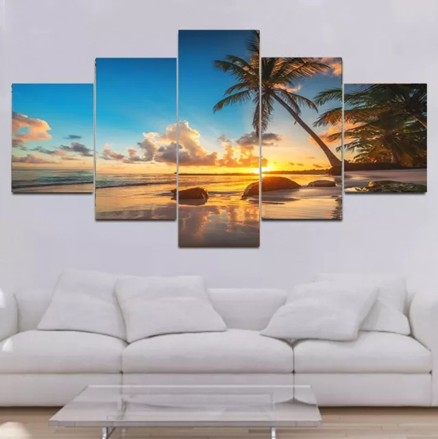 Sunset Beach Canvas Painting Picture Home Decor Modern Abstract Nature Wall Art