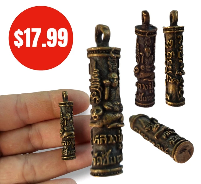 Takrut SueMob Crouching Tiger LP Kui Subtakian Temple Thai Buddha Amulet Pendant