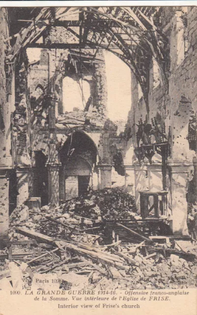 GUERRE 14-18 WW1 SOMME FRISE 1090 vue intérieure de l'église BRITSH SUB
