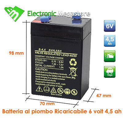 SKB BATTERIA AL PIOMBO SKB RICARICABILE 6V 4.0Ah BEGHELLI 8800 SLIM 