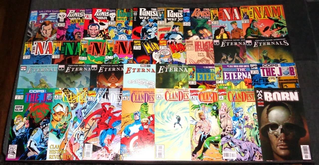 MARVEL comic book (LOT OF 34) CLAN DESTINE, ETERNALS, NAM, PUNISHER + (C-202)