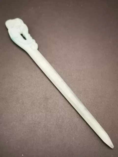 Collection Old Nephrite Jade Hand-carved Ancient Auspicious “Cloud” Hairpin Da8