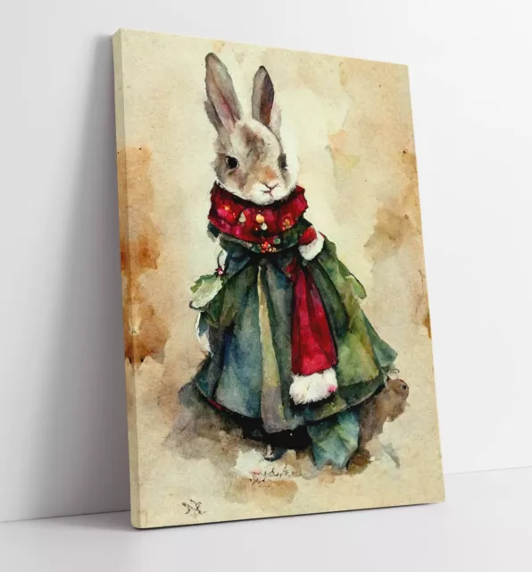 Watercolour Style Victorian Rabbit Home Decor Canvas Wall Artwork Pic Print