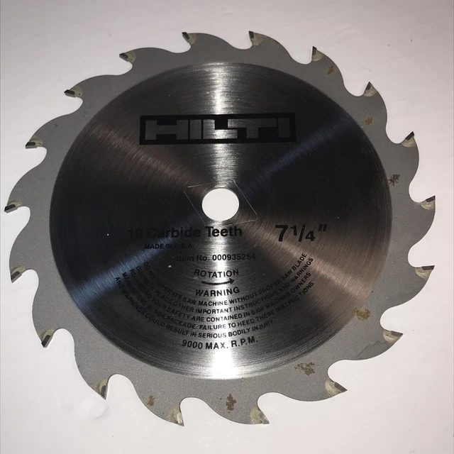 Hoja de sierra circular Hilti 7-1/4" 18 dientes con punta de carburo modelo 935254