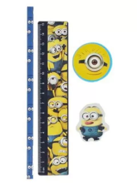 MINIONS Pencil Case & Stationery Set Ruler Pencil Eraser Sharpener