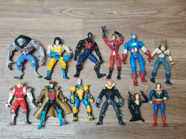 Vintage Toy Biz 5" Super Heroes Action Figure Lot 1990's Marvel Spiderman Xmen