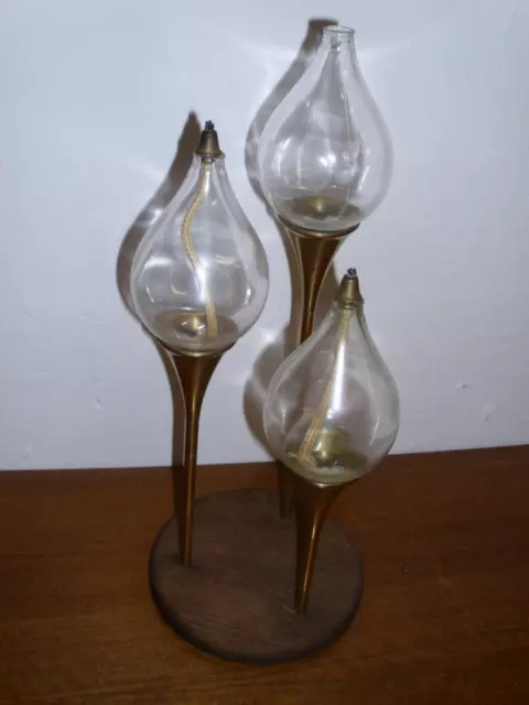 Clear Drops Kerzenleuchter 3 er Öllampe Freddie Andersen Design in Messing /Glas