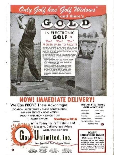 1962 Electronic Golf by Golf Unlimited Inc. Arcade Game Release Promo Reprint Ad