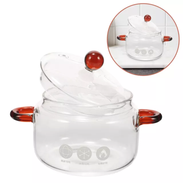 Glass Cooking Pot with Lid Heat Resistant Glass Saucepan Borosilicate Glass