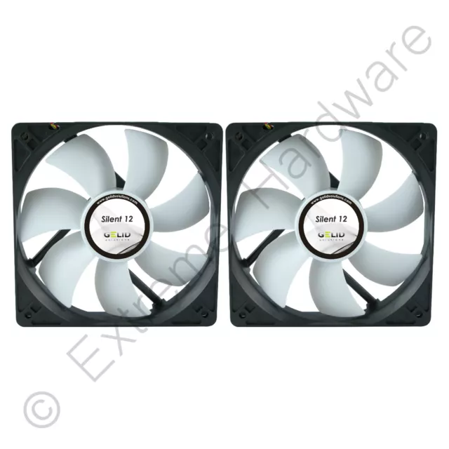 2 x Pack Gelid Solutions Silent 12 120mm Case Fans 1000 RPM 37 CFM 3-Pin