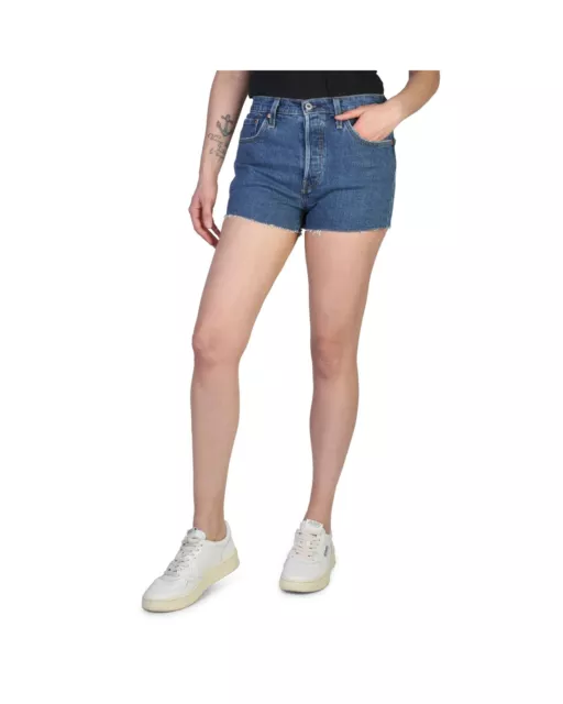 Levis Cotton Shorts with Button Fastening and Multiple Pockets  - Blue