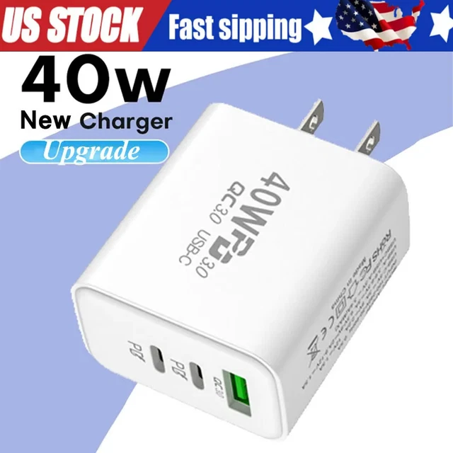 Dual PD 40W Fast Wall Charger Power Adapter For iPhone 16 Pro Max 15 14 13 12 11