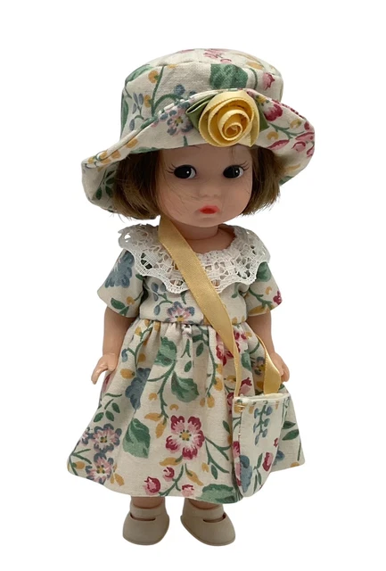 Robe Pour Poupée Jumeau à Petites Fleurs - Longueur 35 Cm, Couleur Blanc | Occasion Très Bon état