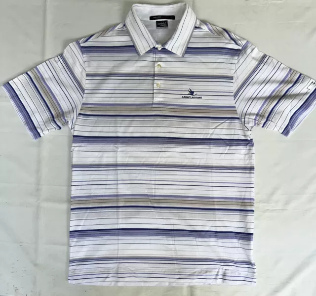 NIKE TIGER WOODS Golf Shirt Men’s S White Striped Fit Dry Polo Vtg 2000 ...