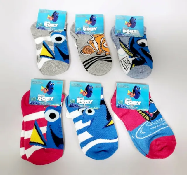 NEW Disney Pixar Finding Dory Unisex Kids' Socks Set (6 Pairs) Sock Size: 4-6