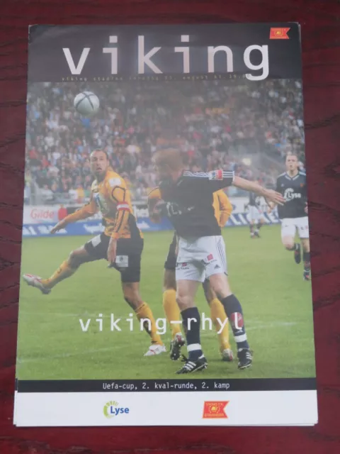 Viking Fk Rhyl Fc Uefa Cup 2Nd Leg August 2005 Match Programme