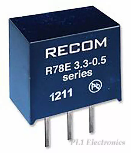 Recom Power   R-78E3.3-0.5   Dc/Dc Converter, 0.5A, 3.3V, 1.65W