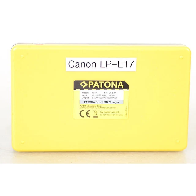 Patona 1939 Cargador para Canon LP-E17 Batería/Batería Cargador