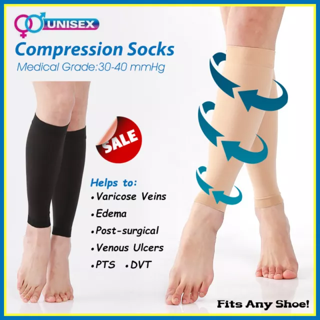 Nursing Calf Sleeve 30-40 mmHg Compression Socks Men Women Medical Anti-Embolism