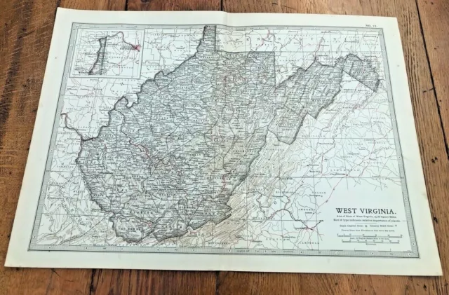 1903 large colour fold out map titled " west  virginia "