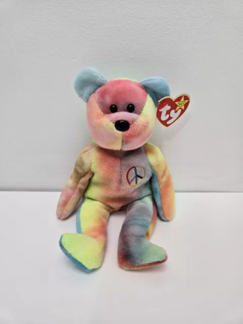 TY Beanie Baby “Peace” the Bear  Made In Indonesia MWMT