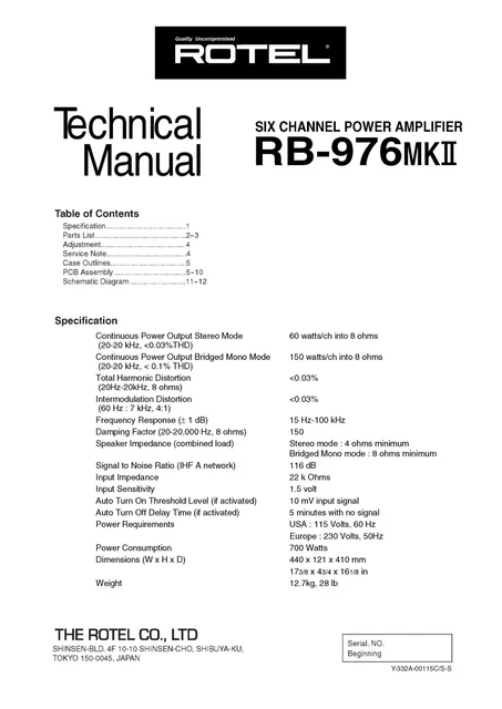 976 Instructions SERVICE MANUEL D'INSTRUCTIONS pour Rotel RB-976 MK2 EUR 9,51 - PicClick FR