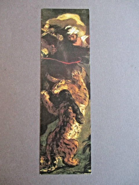 Art BOOKMARK Eugene Delacroix Tiger Chase 1854 Painting Detail