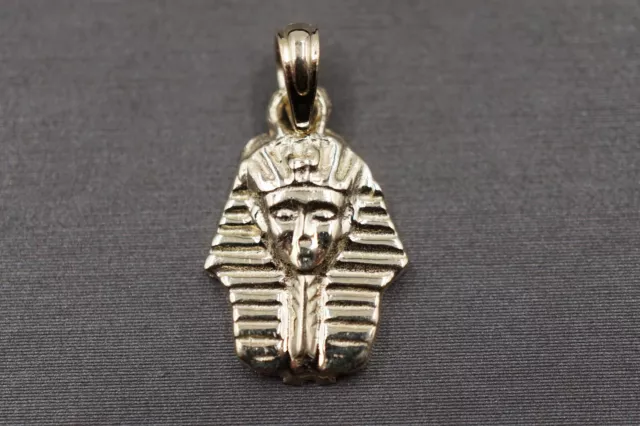 10K Solid Yellow Gold 0.8" Small Egyptian Pharaoh Sphinx Charm Pendant.