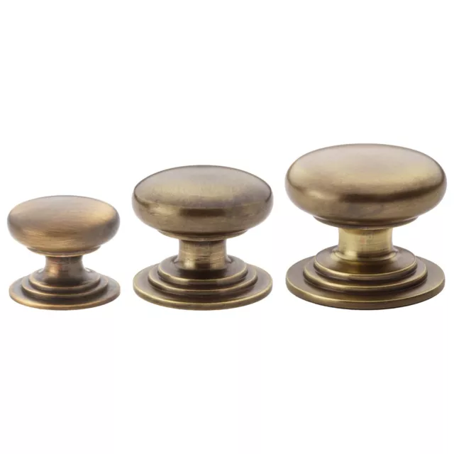Antique Solid Brass Bun Cabinet Knob Knobs Pull Cabinet Door Aged Victorian Set