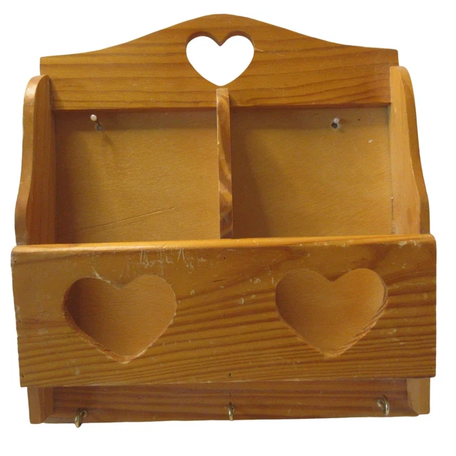 Llavero vintage 1995 en forma de corazón de madera