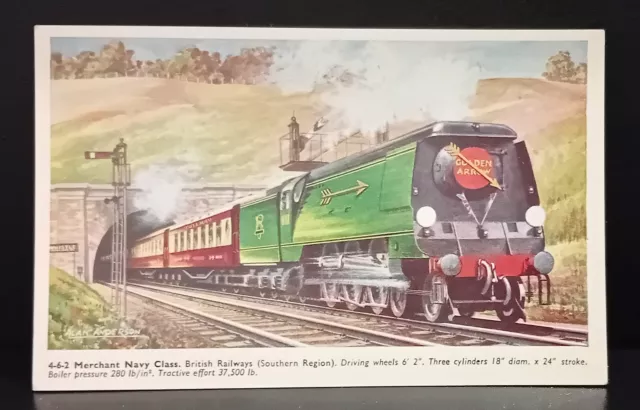 Alte Dampfeisenbahn Zug Szene Postkarte - British Railways Goldener Pfeil 4-6-2