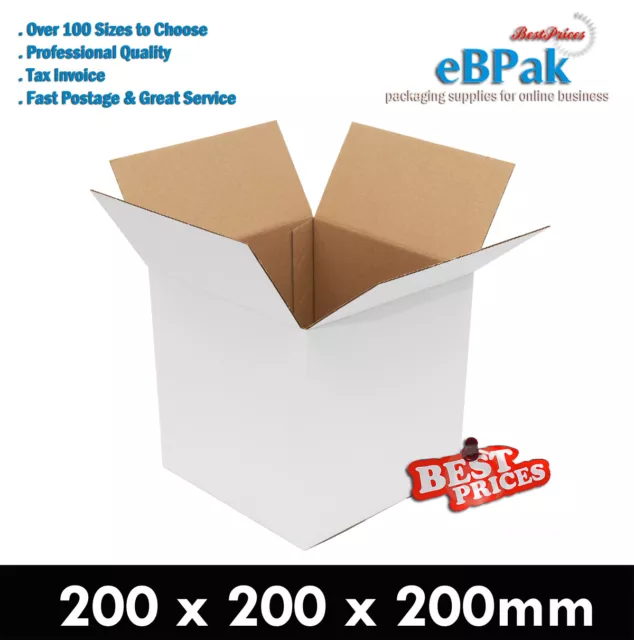 25x Mailing Box 200 x 200 x 200mm Regular Slotted Shipping Carton Cube Square