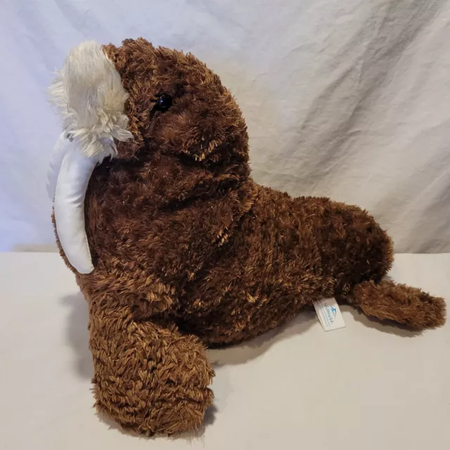 Sea World Walrus Plush Brown 14" Stuffed Animal Toy White Tusks 2014