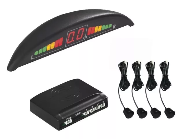 Kit 4 Sensori Di Parcheggio Per Auto Display Suono Led Acustico Verniciabili -