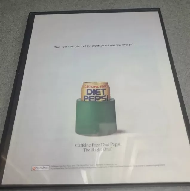 Caffeine Free Diet Pepsi Print Ad 1990 Framed 8.5x11  Poster Green Jacket