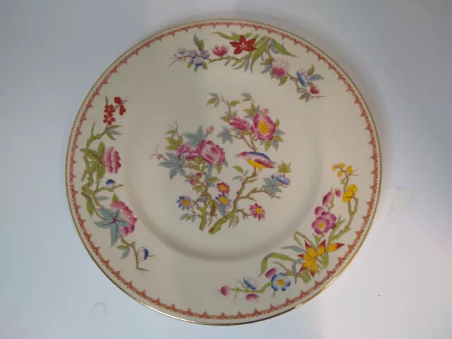 Old Ivory Syracuse China Bombay 10" Dinner Plate Bird Floral Pattern Gold Trim