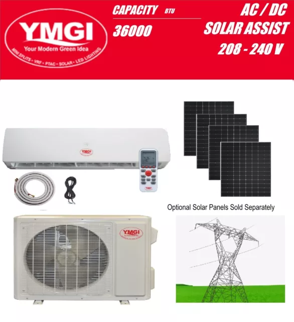 YMGI 36000 BTU SOLAR Hybrid AC/DC Ductless Mini Split Air Conditioner Heat Pump YMGI 36000 BTU SOLAR Hybrid AC/DC Ductless Mini Split Air Conditioner Heat Pump